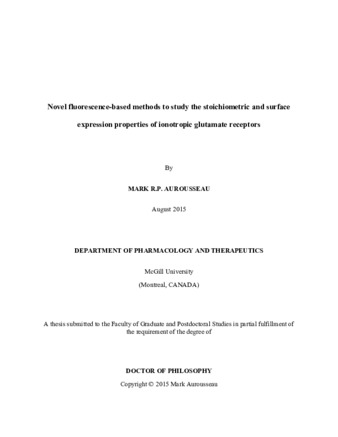 Novel fluorescence-based methods to study the stoichiometric and surface expression properties of ionotropic glutamate receptors thumbnail