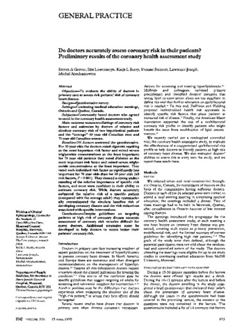 Do doctors accurately assess coronary risk in their patients?: Preliminary results of the coronary health assessment study thumbnail