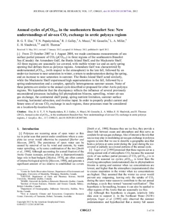 Annual cycles of pCO₂sw in the southeastern Beaufort Sea: New understandings of air-sea CO₂ exchange in arctic polynya regions thumbnail