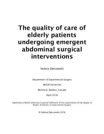 The quality of care of elderly patients undergoing emergent abdominal surgical interventions thumbnail