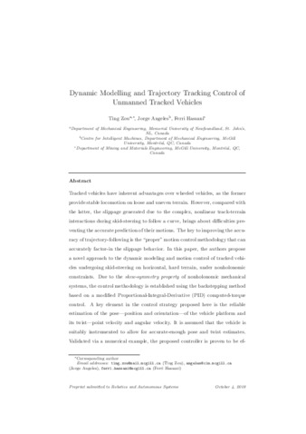 Dynamic modeling and trajectory tracking control of unmanned tracked vehicles thumbnail