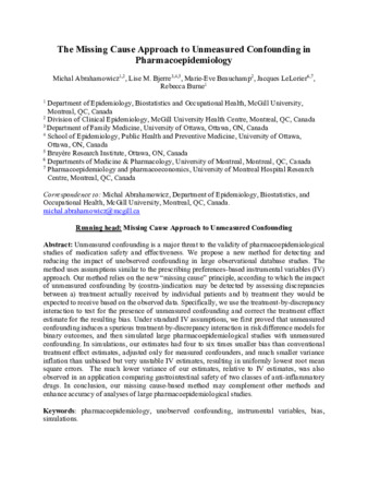 The missing cause approach to unmeasured confounding in pharmacoepidemiology thumbnail