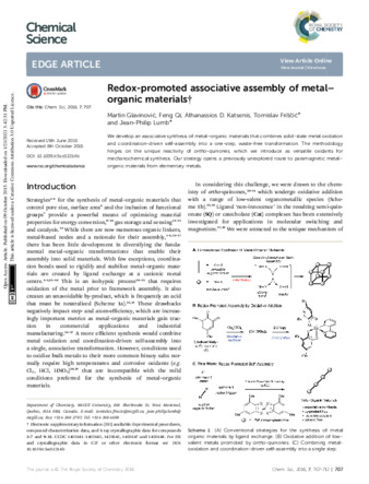 Redox-promoted associative assembly of metal–organic materials thumbnail