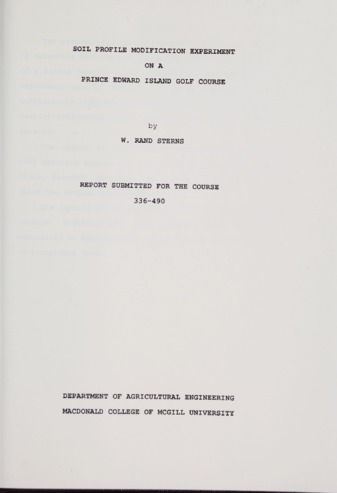 Soil Profile Modification Experiment on a Prince Edward Island Golf Course thumbnail