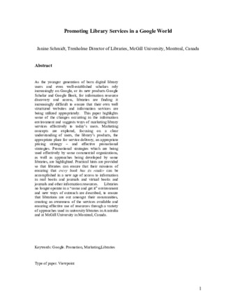 Promoting Library Services in a Google World thumbnail