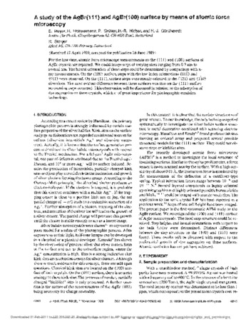 A study of the AgBr(111) and AgBr(100) surface by means of atomic force microscopy thumbnail