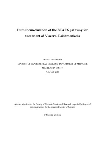 Immunomodulation of the STAT6 pathway for treatment of Visceral Leishmaniasis thumbnail