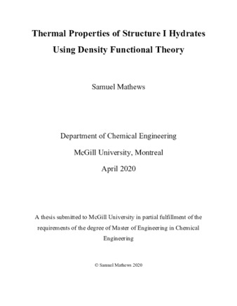 Thermal properties of structure one hydrates using density functional theory thumbnail