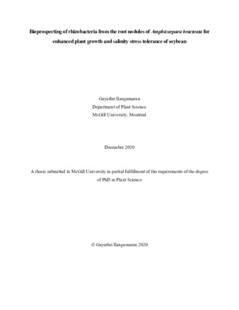 Bioprospecting of rhizobacteria from the root nodules of Amphicarpaea bracteata for enhanced plant growth and salinity stress tolerance of soybean thumbnail