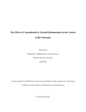 The effect of cannabinoids in myeloid inflammation in the context of HIV infection thumbnail