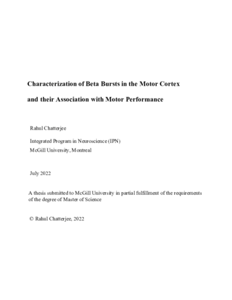 Characterization of beta bursts in the motor cortex and their association with motor performance thumbnail