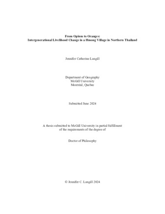 From Opium to Oranges: Intergenerational Livelihood Change in a Hmong Village in Northern Thailand thumbnail