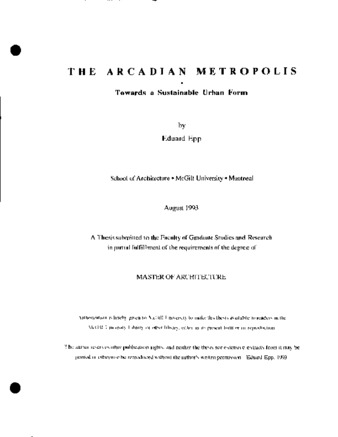 The Arcadian metropolis : towards a sustainable urban form thumbnail