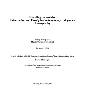 Unsettling the archive: intervention and parody in contemporary Indigenous photography thumbnail