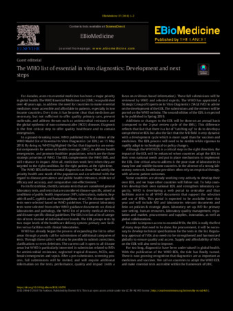 The WHO list of essential in vitro diagnostics: Development and next steps thumbnail