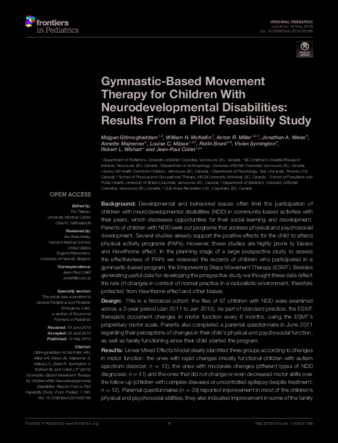 Gymnastic-Based Movement Therapy for Children With Neurodevelopmental Disabilities: Results From a Pilot Feasibility Study thumbnail