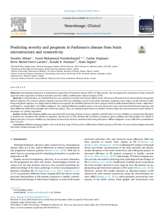 Predicting severity and prognosis in Parkinson's disease from brain microstructure and connectivity thumbnail