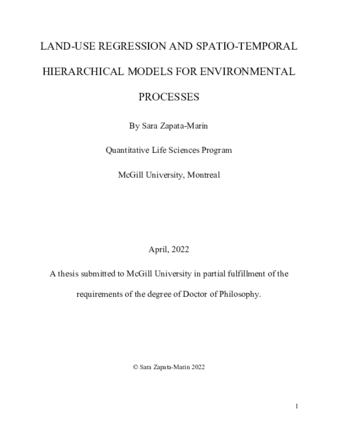 Land-use regression and spatio-temporal hierarchical models for environmental processes thumbnail
