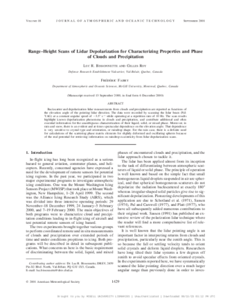 Range–Height Scans of Lidar Depolarization for Characterizing Properties and Phase of Clouds and Precipitation thumbnail