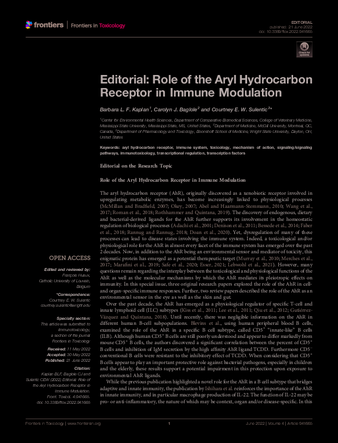 Editorial: Role of the Aryl Hydrocarbon Receptor in Immune Modulation thumbnail