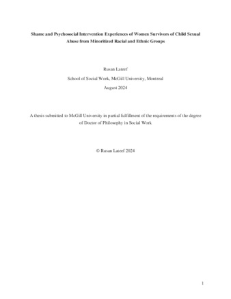 Shame and Psychosocial Intervention Experiences of Women Survivors of Child Sexual Abuse from Minoritized Racial and Ethnic Groups thumbnail