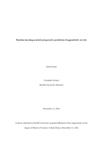 Machine-learning-assisted preoperative prediction of appendicitis severity thumbnail