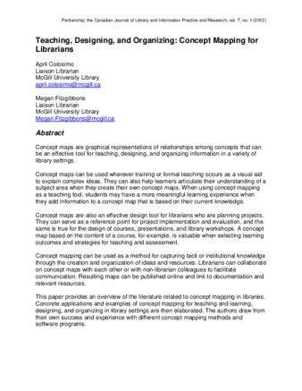 Teaching, Designing, and Organizing: Concept Mapping for Librarians thumbnail