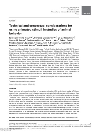 Technical and conceptual considerations for using animated stimuli in studies of animal behavior thumbnail