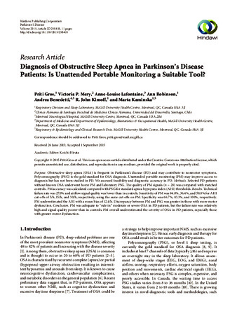 Diagnosis of Obstructive Sleep Apnea in Parkinson’s Disease Patients: Is Unattended Portable Monitoring a Suitable Tool? thumbnail