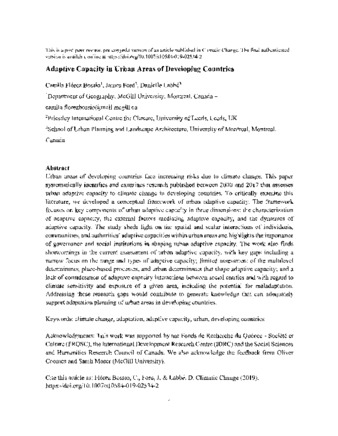 Adaptive capacity in urban areas of developing countries thumbnail