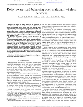 Delay-Aware Load Balancing Over Multipath Wireless Networks thumbnail