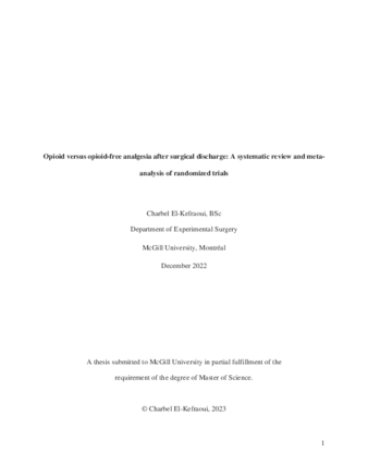 Opioid versus opioid-free analgesia after surgical discharge: A systematic review and meta-analysis of randomized trials thumbnail