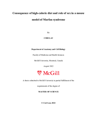 Consequence of high-calorie diet and role of sex in a mouse model of Marfan syndrome thumbnail