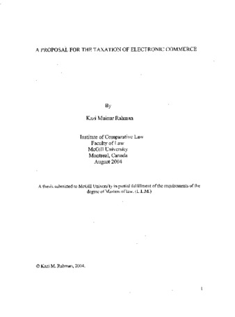 A proposal for the taxation of electronic commerce / thumbnail