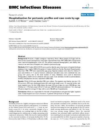 Hospitalization for pertussis: profiles and case costs by age thumbnail