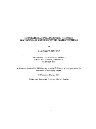 Cooperation among adversaries : managing transboundary water disputes in conflict settings thumbnail
