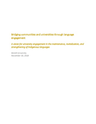 Bridging communities and universities through language engagement: A vision for university engagement in the maintenance, revitalization, and strengthening of Indigenous languages thumbnail