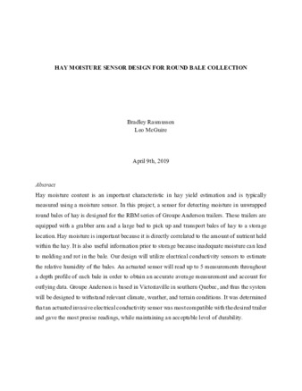 Hay Moisture Sensor Design for Round Bale Collection thumbnail