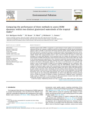 Comparing the performance of three methods to assess DOM dynamics within two distinct glacierized watersheds of the tropical Andes thumbnail