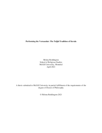 Performing the vernacular: The Tulal tradition of Kerala thumbnail