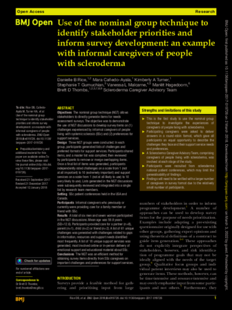 Use of the nominal group technique to identify stakeholder priorities and inform survey development: an example with informal caregivers of people with scleroderma  thumbnail