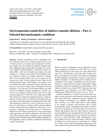 Environmental sensitivities of shallow-cumulus dilution – Part 1: Selected thermodynamic conditions thumbnail