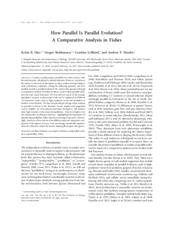 How parallel is parallel evolution? A comparative analysis in fishes thumbnail