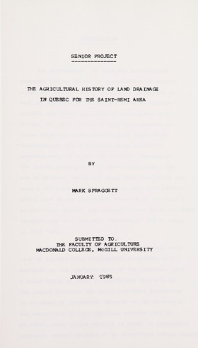 Agricultural History of Land Drainage in Quebec for the Saint-Remi Area thumbnail