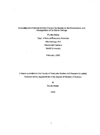 Evaluating the potential of alder-Frankia symbionts for the remediation and revegetation of oil sands tailings thumbnail