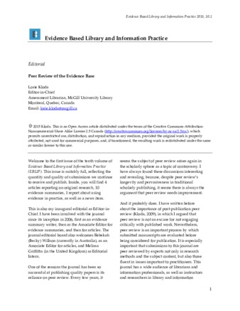 Peer review of the evidence base thumbnail