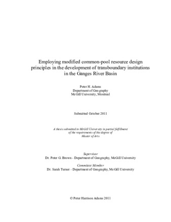 Employing modified common-pool resource design principles in the development of transboundary institutions in the Ganges river basin thumbnail