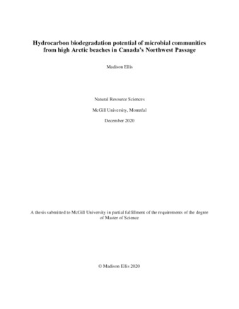 Hydrocarbon biodegradation potential of microbial communities from high Arctic beaches in Canada’s Northwest Passage thumbnail