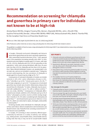 Recommendation on screening for chlamydia and gonorrhea in primary care for individuals not known to be at high risk thumbnail