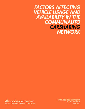 Factors affecting vehicle usage and availability in the Communauto carsharing network thumbnail